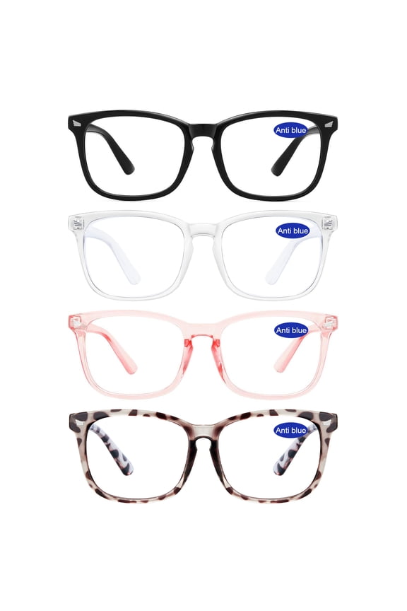 4 PACKS Blue Light Blocking Reading Glasses Women Filter UV Computer Readers 6.0 5.0 4.0 3.5 3.0 2.75 2.5 2.25 2.0 1.75 1.5 1.25 1.0 (4.00)