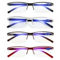 thumbnail image 1 of WEMOOTANTS 4 Pack Halfrim Reading Glasses 2.5 for Women Men Blue Light Blocking Computer Readers Spring Hinge 1.0 1.5 2.0 2.5 3.0 4.0 (Black+Brown+Red+Clear), 1 of 5
