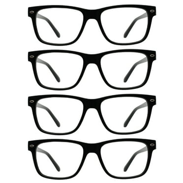 WEMOOTANTS 4 Pack Reading Glasses  4.0 for Women Men, Large Square Readers 400 Mens Black Reader Glasses