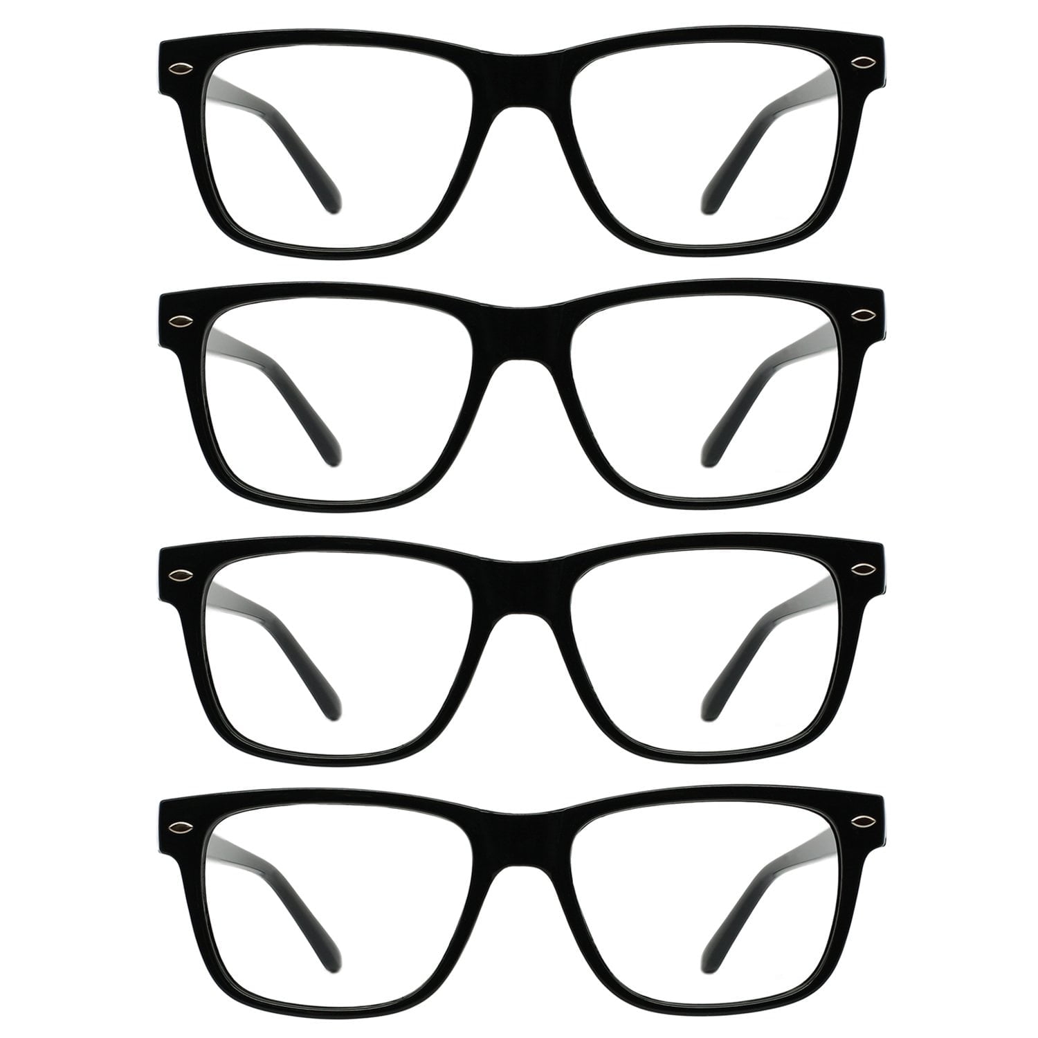 Wemootants 4 pack reading glasses for women men large square black