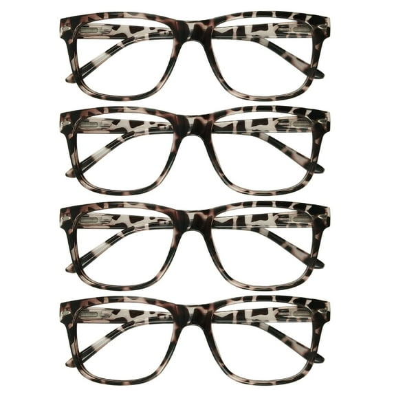 WEMOOTANTS 4 Pack Reading Glasses for Women Men, Large Square Readers 3.0 Mens Designer Tortoise Reader Glasses