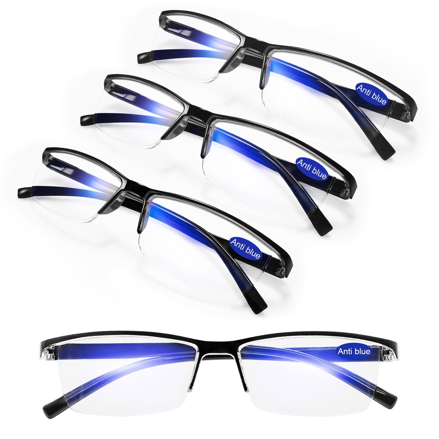 WEMOOTANTS Blue Light Blocking Reading Glasses 4 Pack Men Women ...