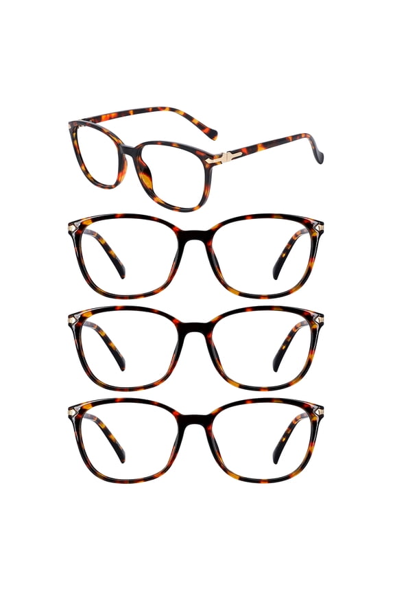 4 Packs Blue Light Blocking Reading Glasses 1.5 for Women Large Brown Tortoise Computer Readers 1.0 1.25 1.50 1.75 2.0 2.25 2.5 2.75 3.0 3.5 4.0