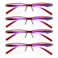 thumbnail image 1 of WEMOOTANTS 4 Packs Red Reading Glasses 3.5 Women Men's Blue Light Blocking Semi-rim Readers, 1 of 8