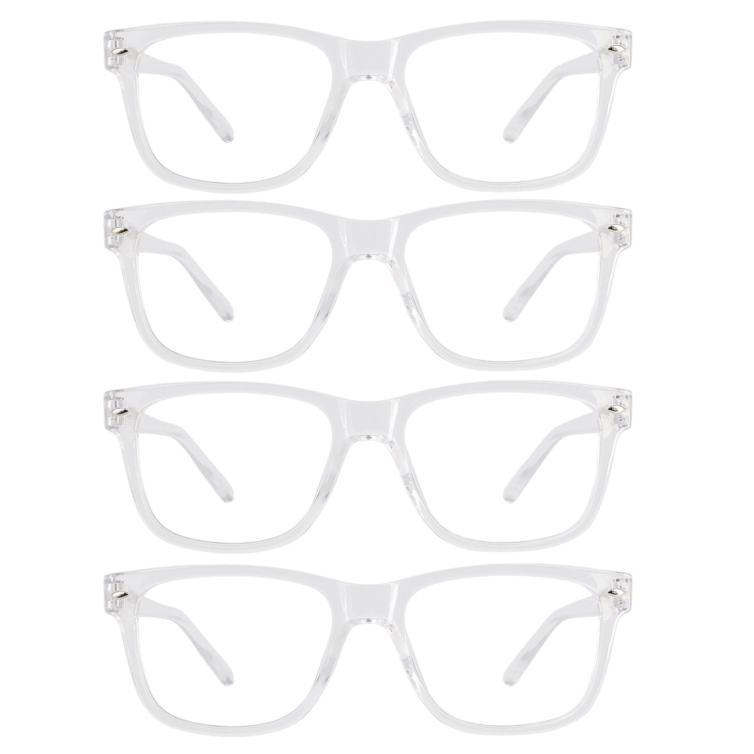 WEMOOTANTS 4 Pairs Clear Reading Glasses 2.0 for Women Men Large Square Readers 1.0 1.25 1.5 to 5.0 6.0