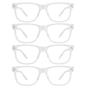 WEMOOTANTS 4 Pairs Clear Reading Glasses 2.0 for Women Men Large Square Readers 1.0 1.25 1.5 to 5.0 6.0