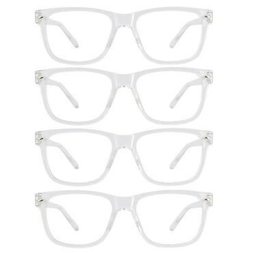 WEMOOTANTS 4 Pairs Clear Reading Glasses 2.0 for Women Men Large Square Readers 1.0 1.25 1.5 to 5.0 6.0