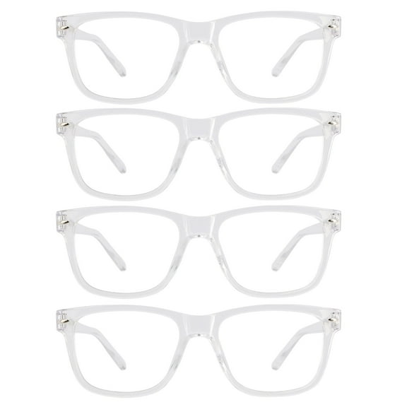 WEMOOTANTS 4 Pairs Clear Reading Glasses 2.0 for Women Men Large Square Readers 1.0 1.25 1.5 to 5.0 6.0