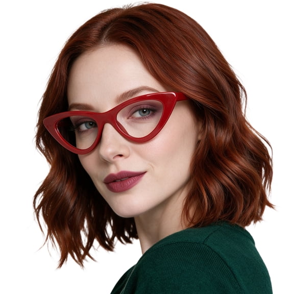 WEMOOTANTS Cateye Reading Glasses for Women Retro Red Readers 1.75