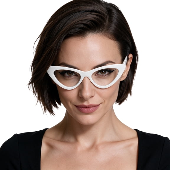 WEMOOTANTS Cateye Reading Glasses for Women Retro White Readers