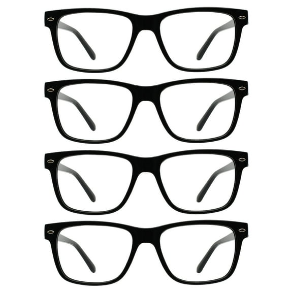 WEMOOTANTS Reading Glasses 2.25 for Men 4 Pack Large Square Readers 225 Womens Designer Reader Glasses 1.00 +1.25 1.50 1.75 2.00 2.25 2.50 2.75 3.00 3.50 4.00 Black Frame with Spring Hinge