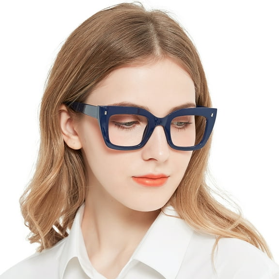 WEMOOTANTS Women's Designer Reading Glasses 1.5 Square Cat Eye Blue Readers 1.00 1.25 1.50 1.75 2.00 2.25 2.50 2.75 3.0 3.5 4.0 5.0 6.0 Trendy Retro Style