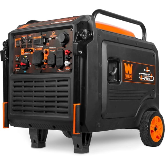 WEN 10,500-Watt 120V/240V Tri-Fuel Inverter Generator with Quiet 457cc Engine, Electric Start, Wheel Kit, and CO Watchdog, Gas, Propane, and Natural Gas Powered (TF1050iX)