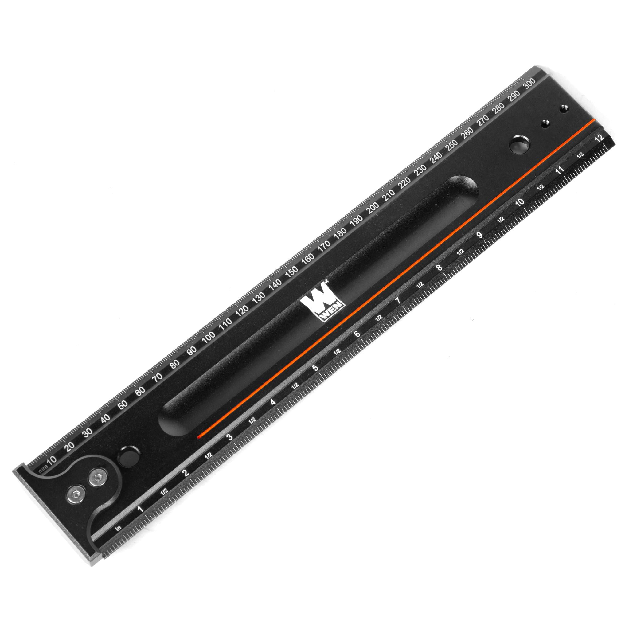 12-Inch Black Aluminum Measuring Ruler with Hook Stop