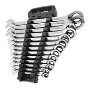 WEN 13-Piece Professional-Grade Ratcheting SAE Combination Wrench Set with Storage Rack