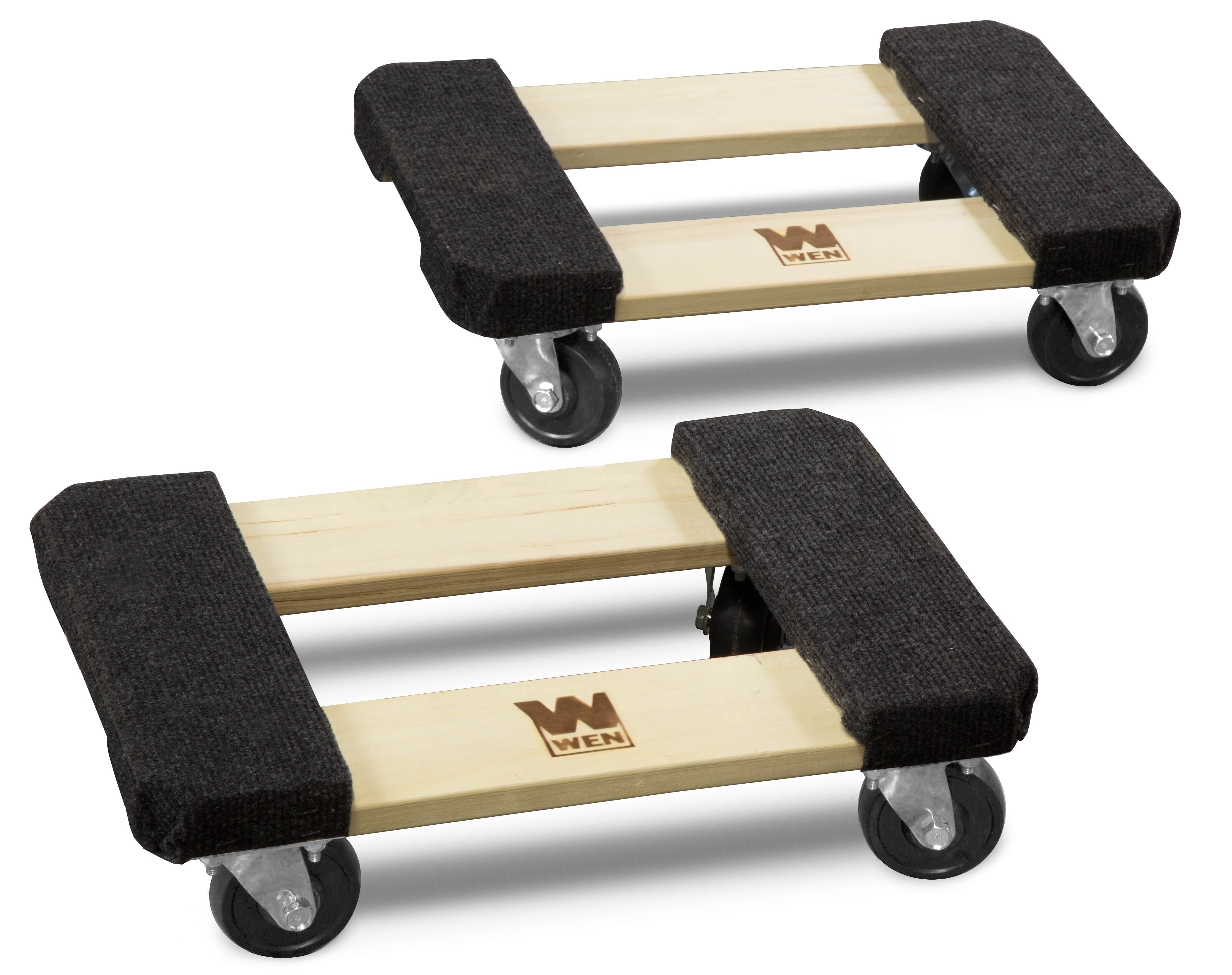 WEN 12x18 Hardwood Furniture Dolly with Carpeted Surface, 2-Pack