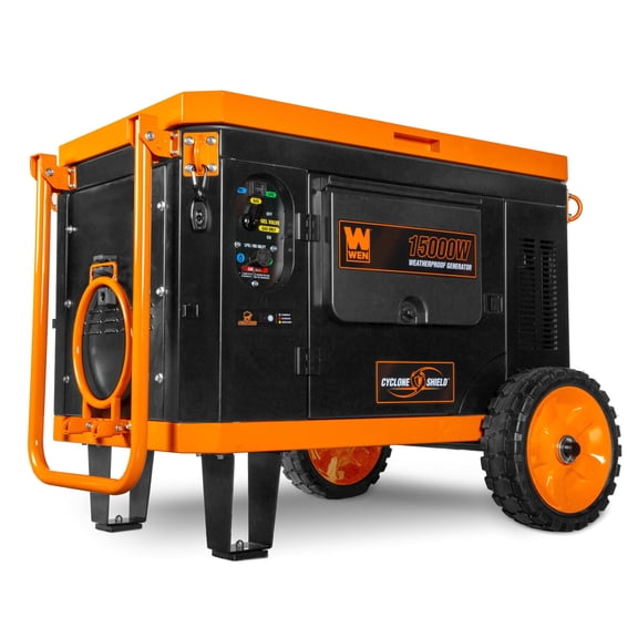 WEN 15,000-Watt Weatherproof Portable Generator for Home Backup, 120V/240V, Tri-Fuel with Cyclone Shield Weatherproofing Technology, 550cc Engine, Remote Electric Start, Wheel Kit, and CO Watchdog