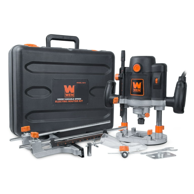 15 Amp Variable Speed Plunge Wood Working Corded Router Kit with Carrying Case and Edge Guide 15 Amp Variable Speed Plunge Wood Working Corded Router Kit with Carrying Case and Edge Guide
