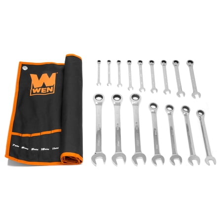 WEN 16-Piece, 7 mm to 22 mm, 72 Internal Ratcheting Teeth, Combination Wrench Set 16 "Piece" Pack