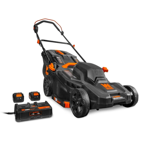 WEN 20V Max 2-in-1 19-Inch Cordless Brushless Lawn Mower and Mulcher with Two 5Ah Batteries and Dual Port Charger