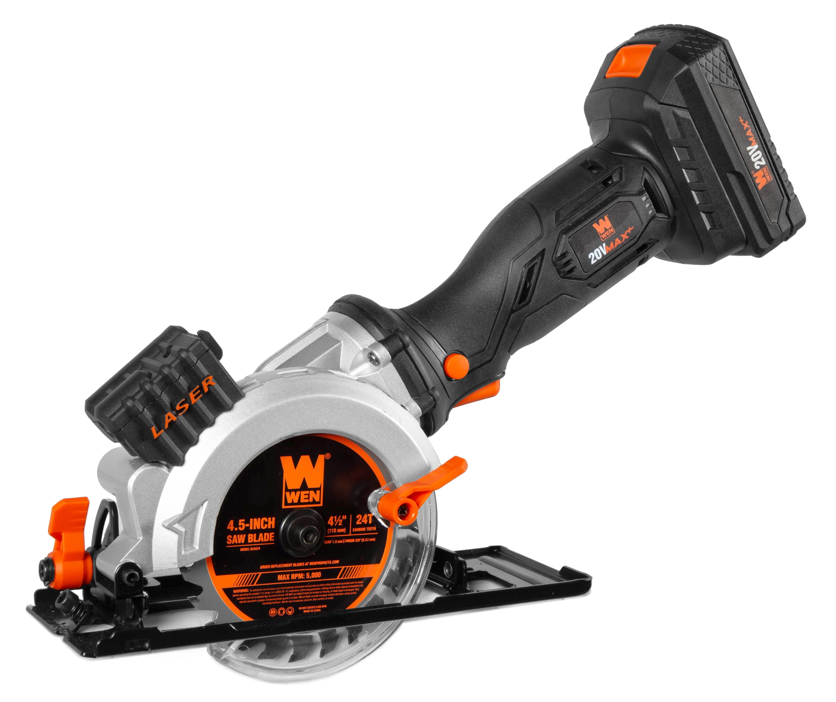 WEN 20V Max 4 1 2 Inch Cordless Mini Circular Saw with 2.0Ah Battery and Charger Walmart