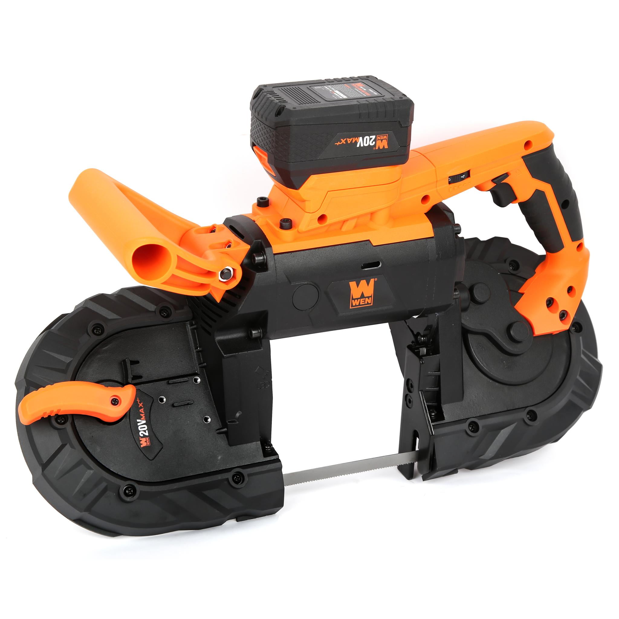 WEN 20V Max 5 Inch Variable Speed Cordless Portable Metal Band Saw with 5.0 Ah Lithium Ion Battery and Charger