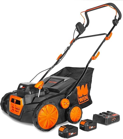 WEN 20V Max Cordless 15-Inch 2-in-1 Brushless Electric Dethatcher and Scarifier with Collection Bag Sansujyuku sansujyuku.com