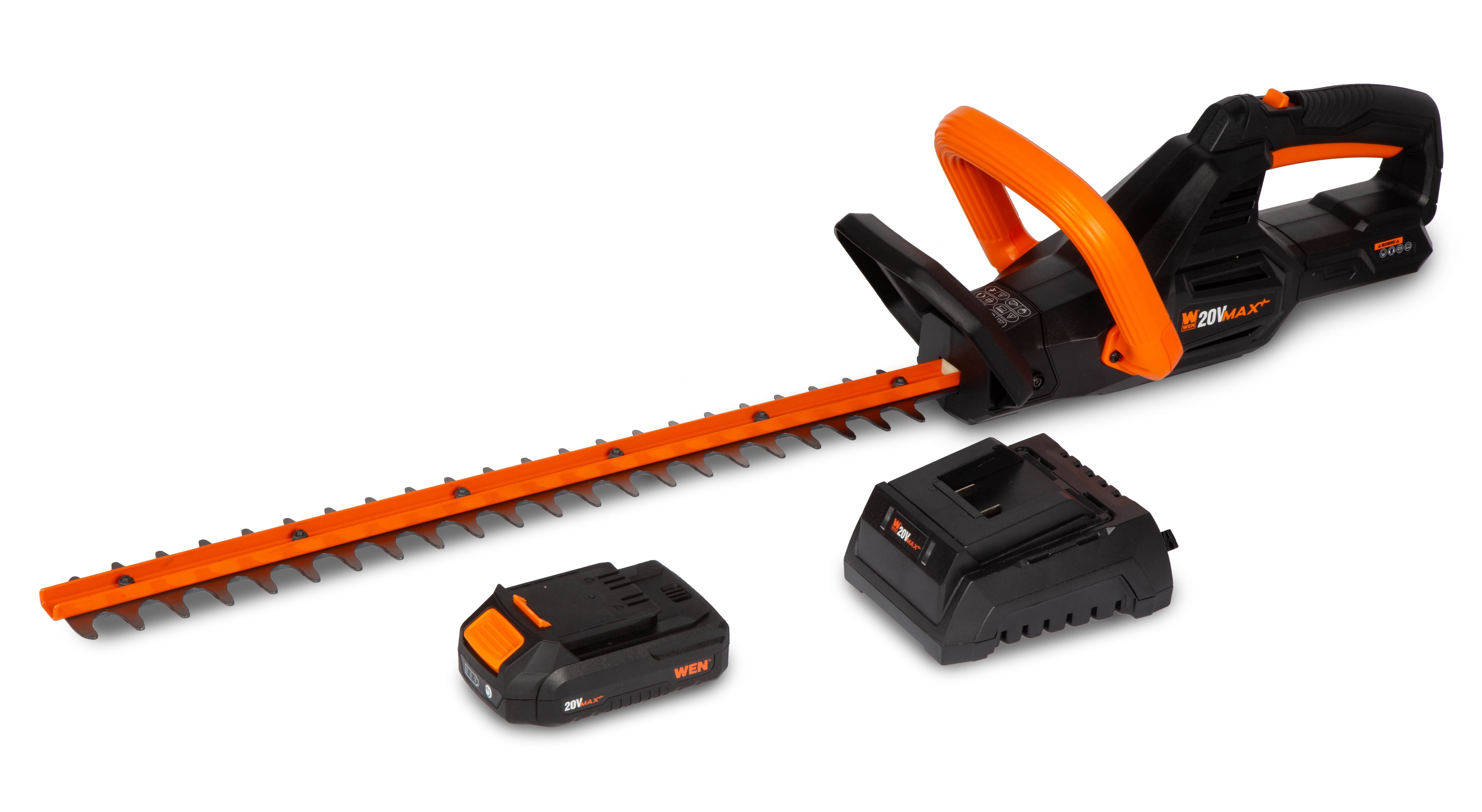 WEN 20V Max Cordless 20-Inch Hedge Trimmer with 2Ah Battery and Charger