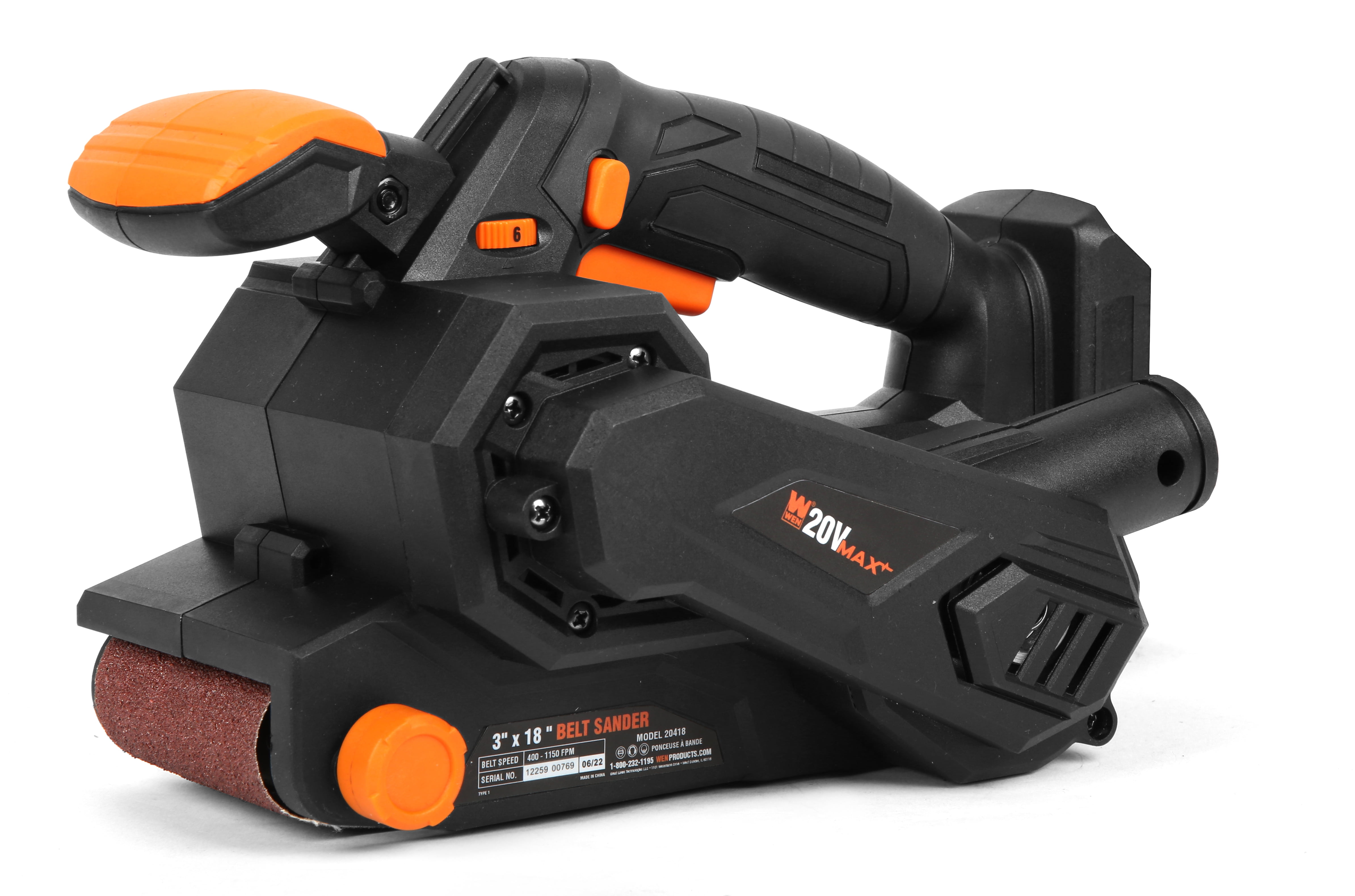 WEN 20V Max Cordless Belt Sander Variable Speed Handheld and Portable Tool Only Battery Not Included