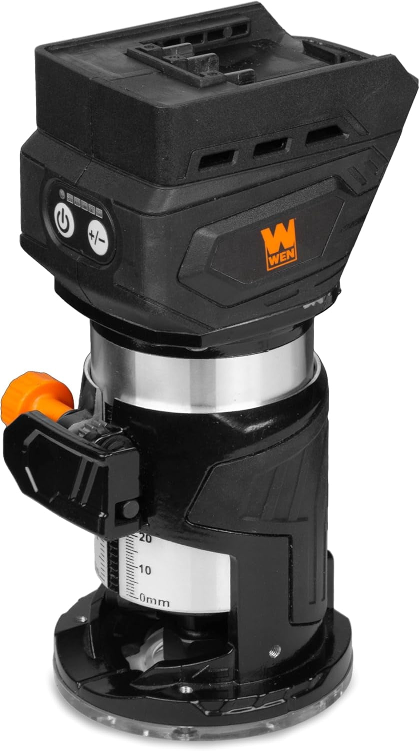 WEN 20V Max Cordless Brushless Compact Trim Router with Fixed Base (Tool Only – Battery Not Included) (20610BT)