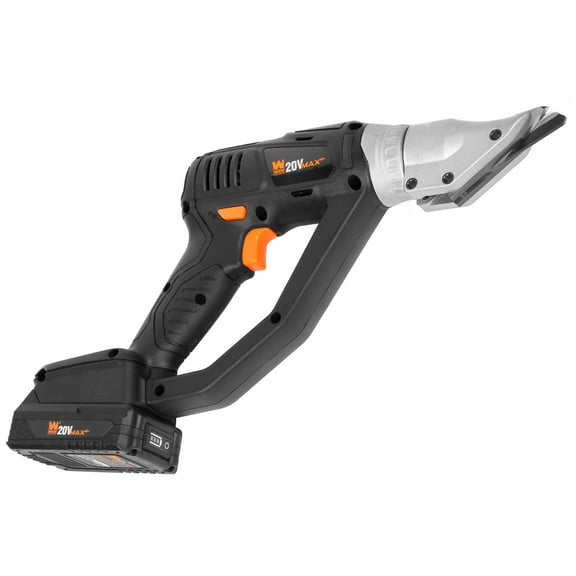 WEN 20V Max Cordless Variable Speed Swivel Head Electric Metal Shear with 2Ah Lithium Ion Battery and Charger
