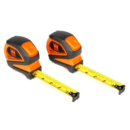 WEN 25-Foot Measuring Tape with Automatic Brake and Dual-Release Triggers, Two Pack