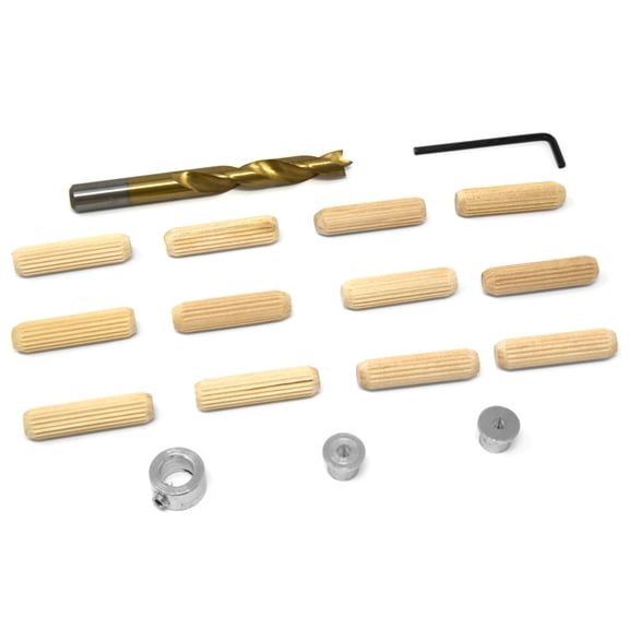 WEN 3/8-Inch Wooden Doweling Kit with Drill Bit, Stop Collar, and Fluted Birch Wood Dowels