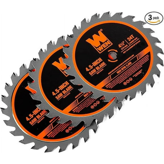 WEN 4-1/2-Inch 24-Tooth Woodworking Saw Blade for Compact and Mini Circular Saws, Three Pack