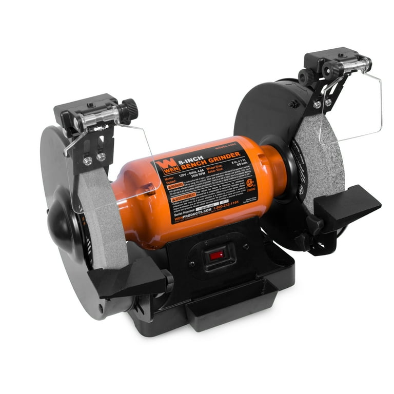 WEN 4.8-Amp 8-Inch Bench Grinder with Led Work Lights and Quenching Tray, 4282