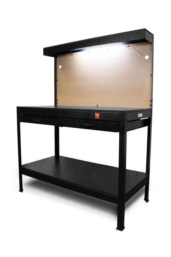48 inch Steel Workbench with Power Outlets and Light, 200lb Capacity