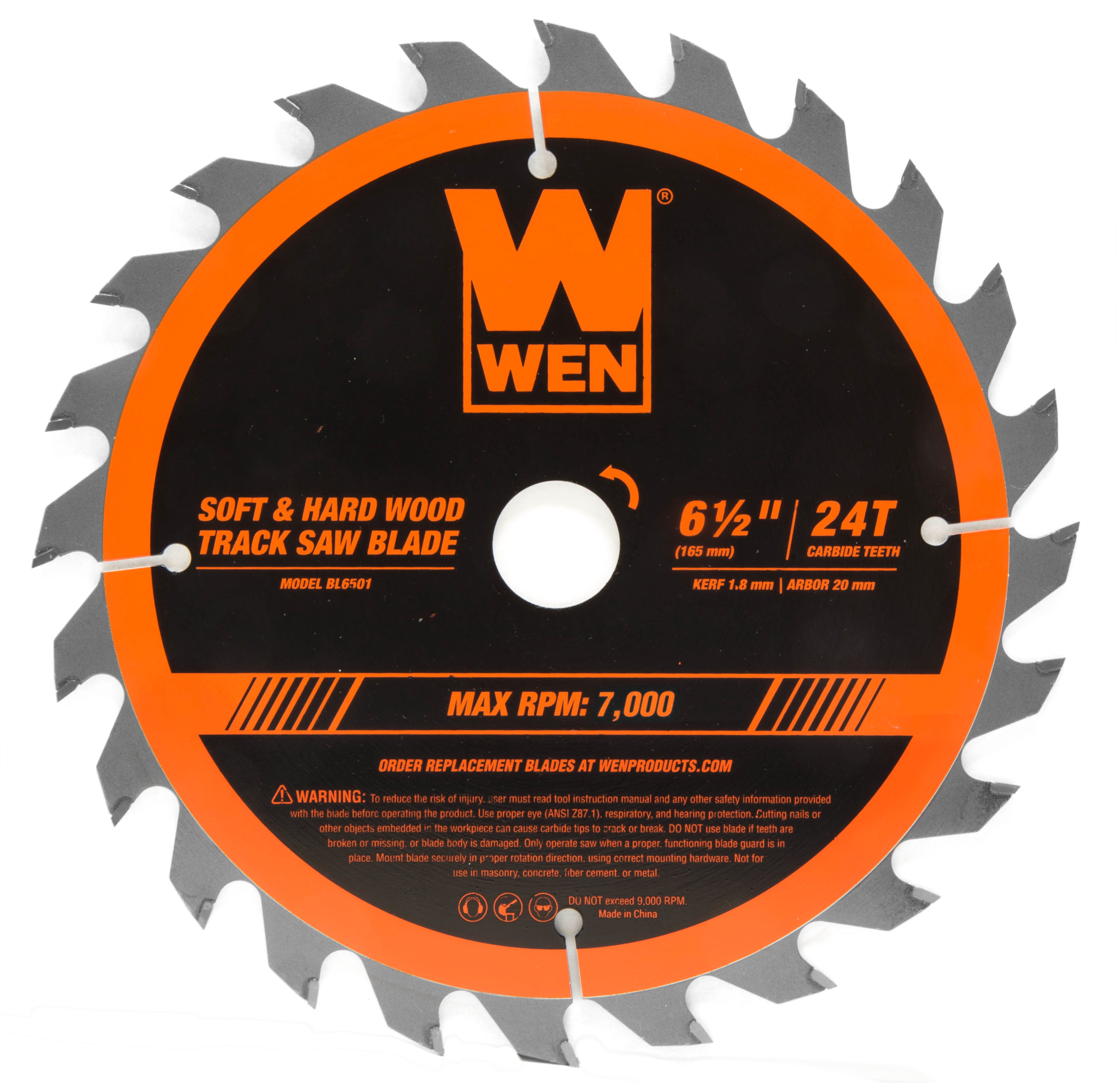 WEN 6.5-Inch 24-Tooth Carbide-Tipped Track Saw Blade, BL6501