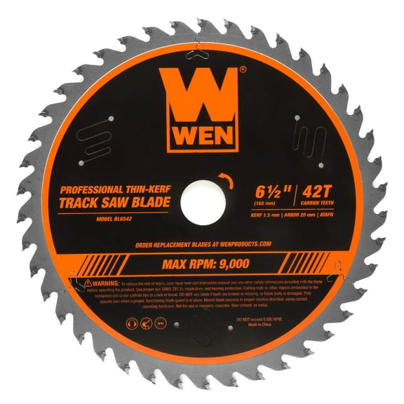 WEN 6.5-Inch 42-Tooth Carbide-Tipped Thin-Kerf Professional ATAFR Track Saw Blade