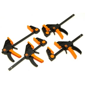 WEN 6-Inch Heavy Duty Steel Bar Clamps and Spreaders with 2.3-Inch Throat, Four Pack