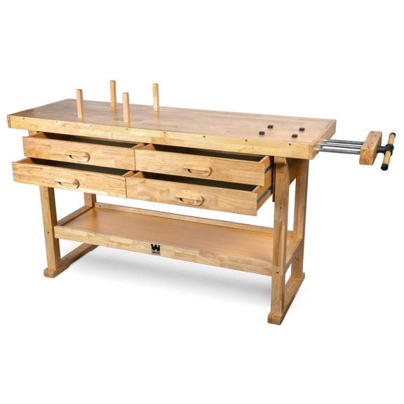 WEN 60-Inch Hardwood Workbench with Four Drawers and Onboard Vise (WB6020)