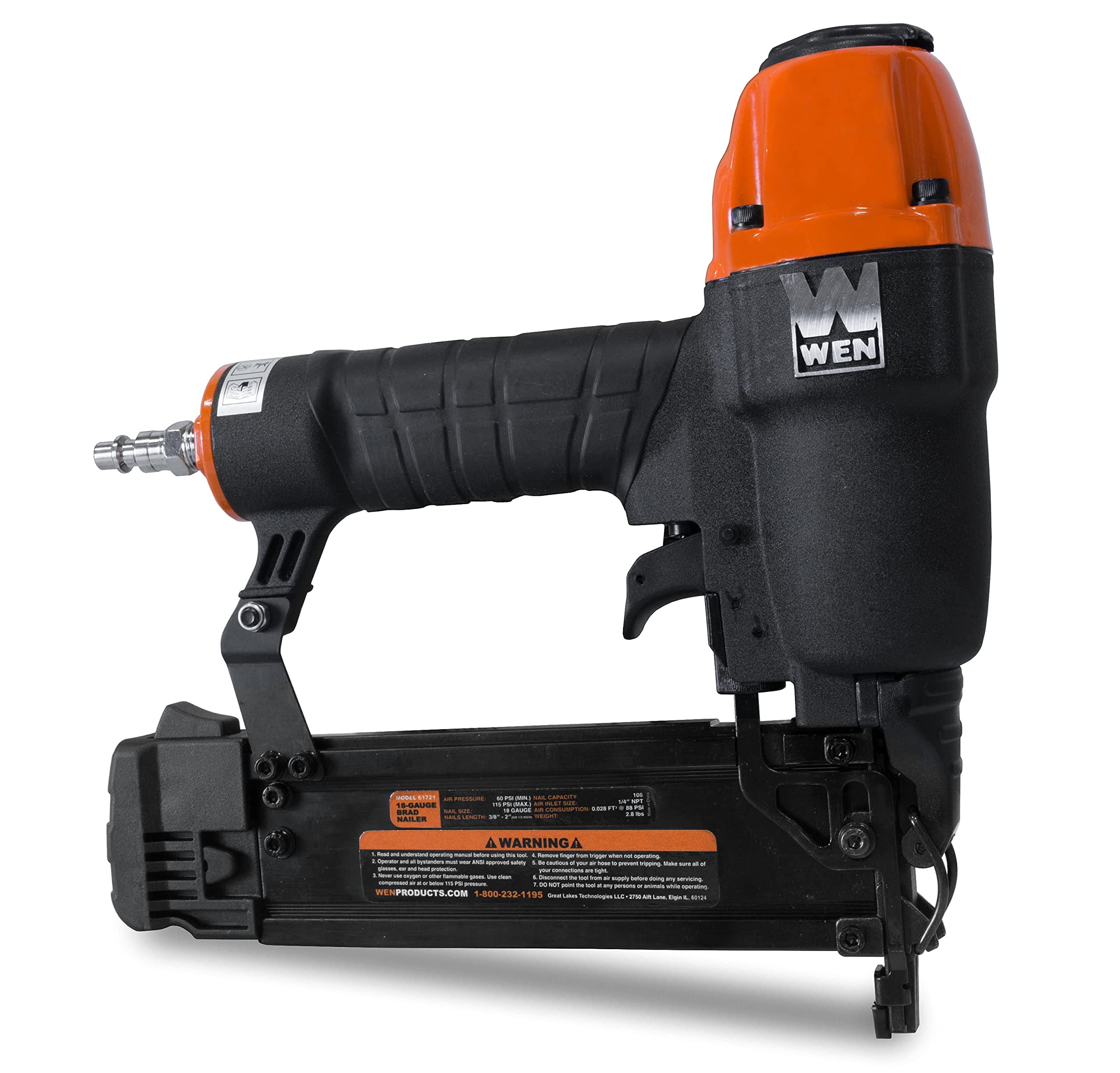 WEN 61721 18Gauge 3/8Inch to 2Inch Pneumatic Brad Nailer