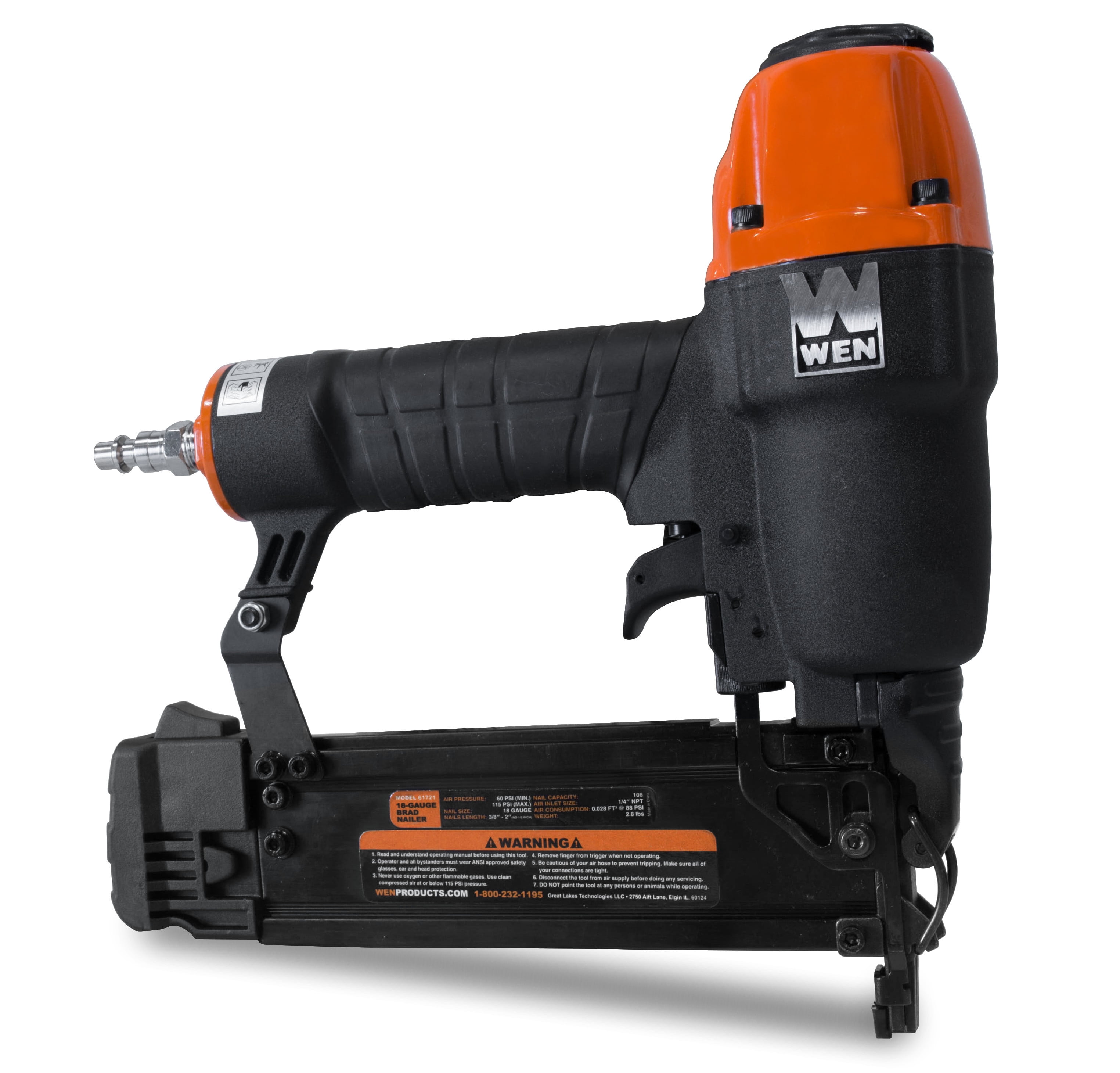 WEN 61721, 18 Gauge Pneumatic Nail Gun, 115PSI