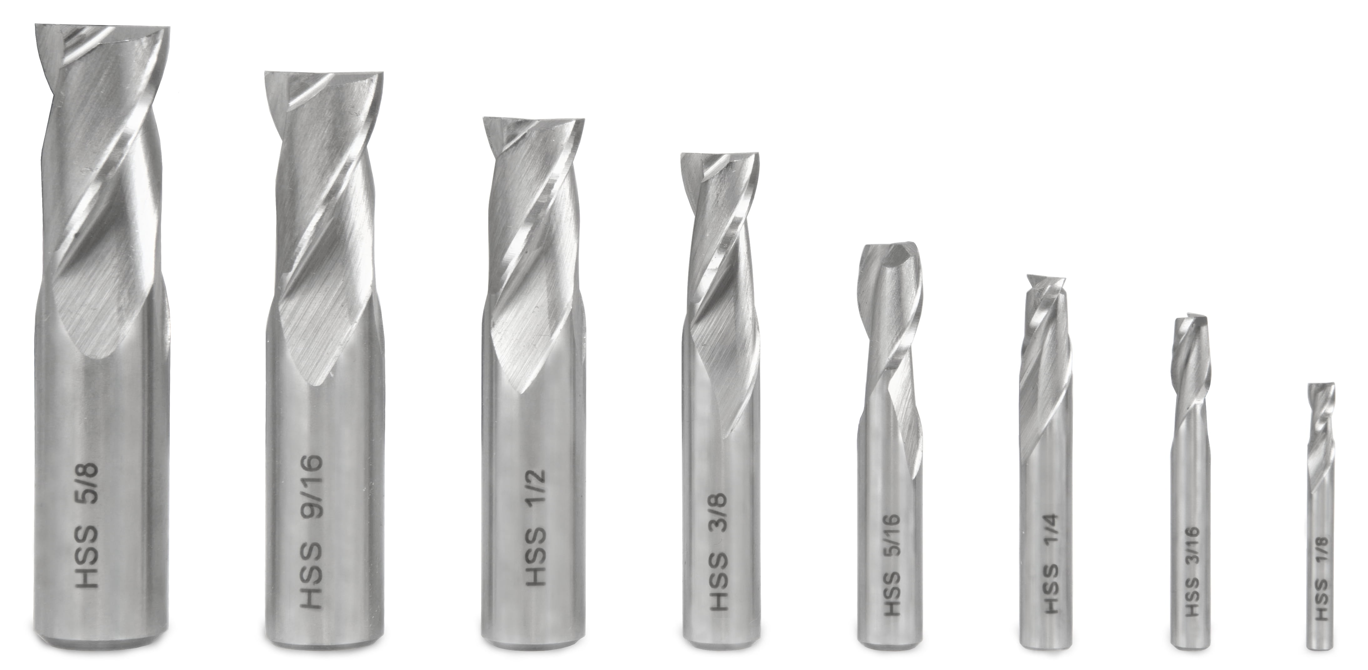 WEN 8-Piece 2-Flute HSS End Mill Set for Milling Machines