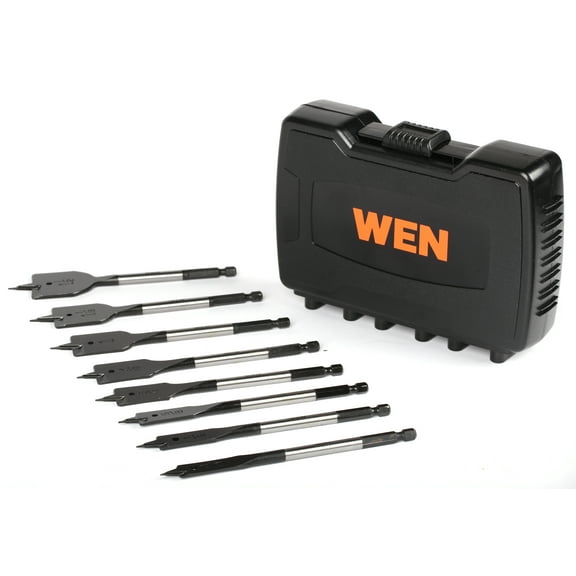 WEN 8-Piece 6-Inch Wood Spade Bit Set with Carrying Case