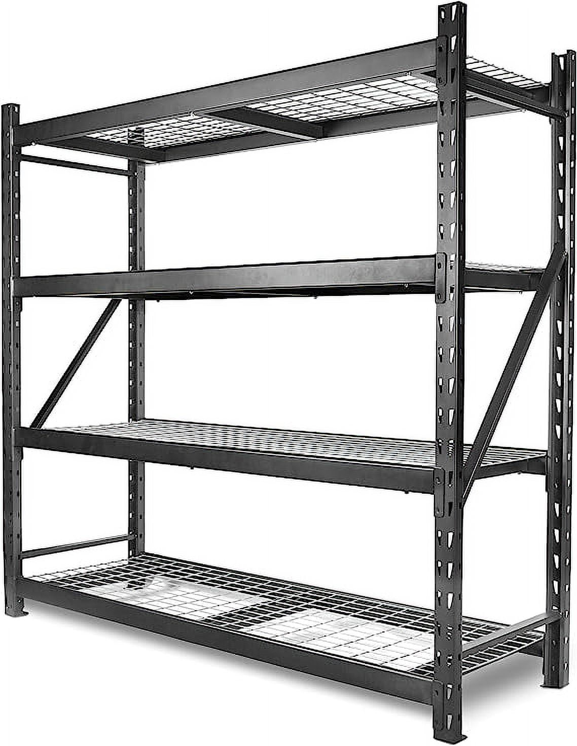 WEN Four-Tier Industrial Steel Storage Rack with Adjustable Shelving ...