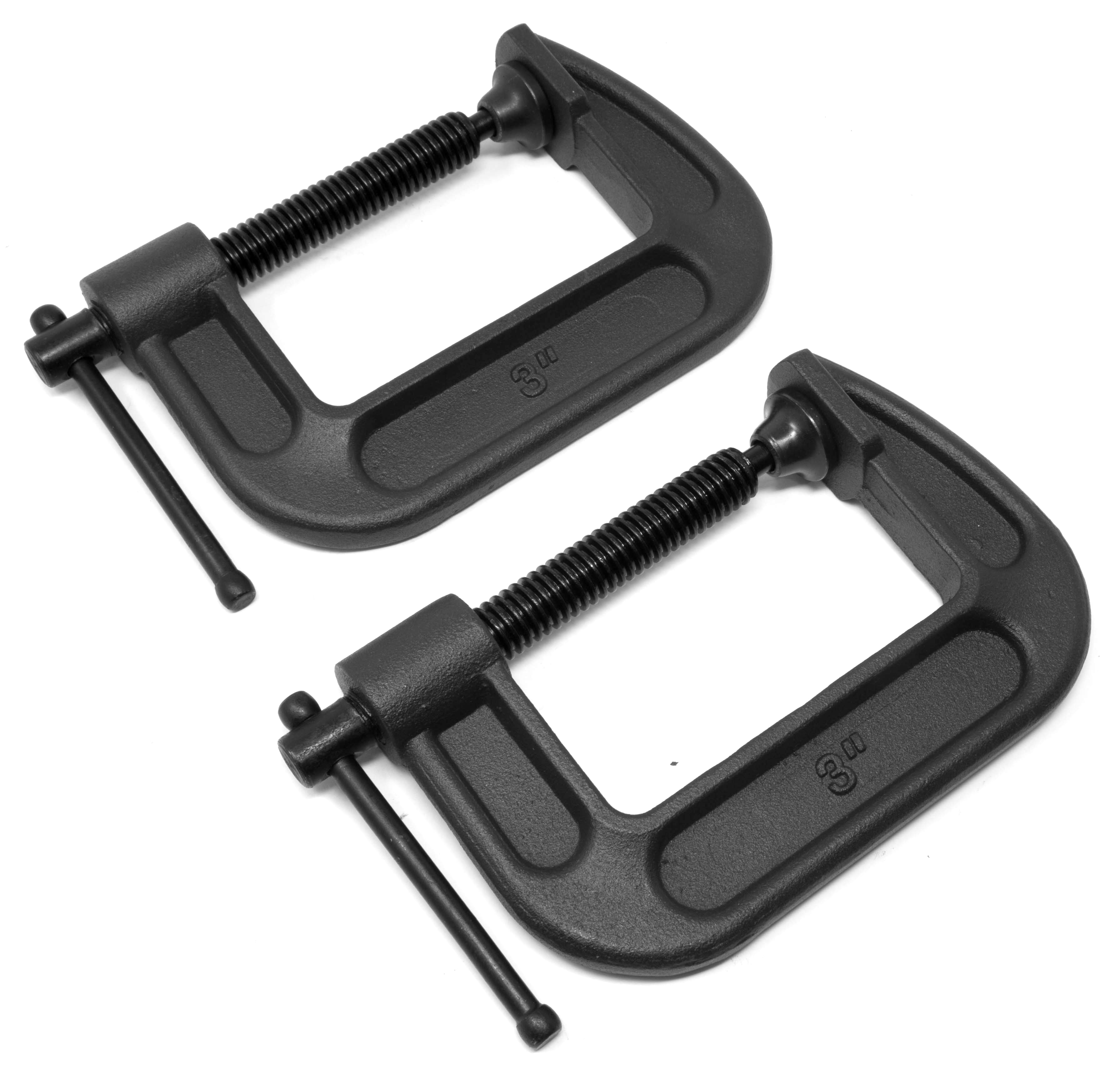 WEN Heavy-Duty Cast Iron C-Clamps with 3-Inch Jaw Opening and 2-Inch Throat, 2 Pack