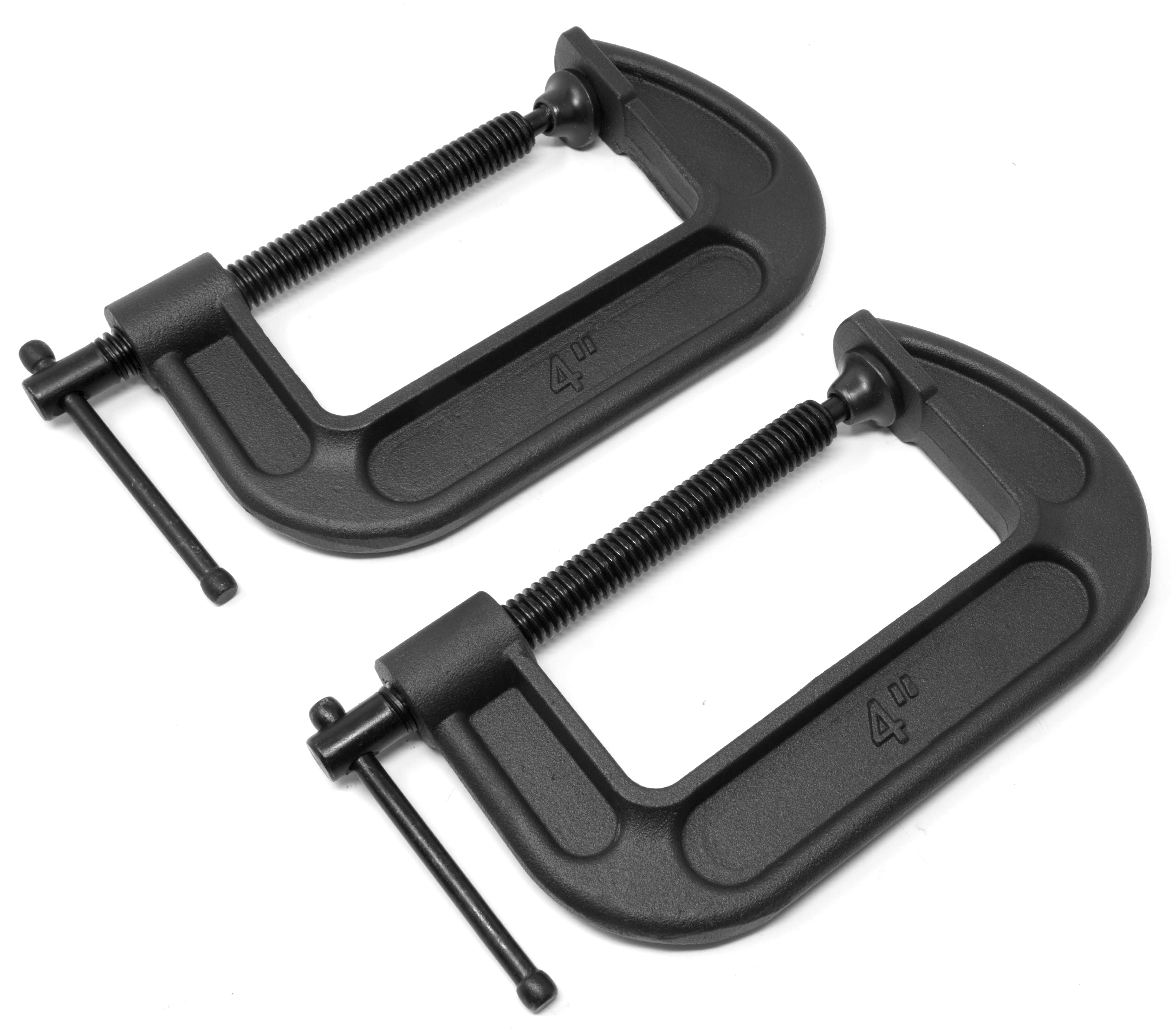 WEN Heavy-Duty Cast Iron C-Clamps with 4-Inch Jaw Opening and 2.2-Inch Throat, 2 Pack
