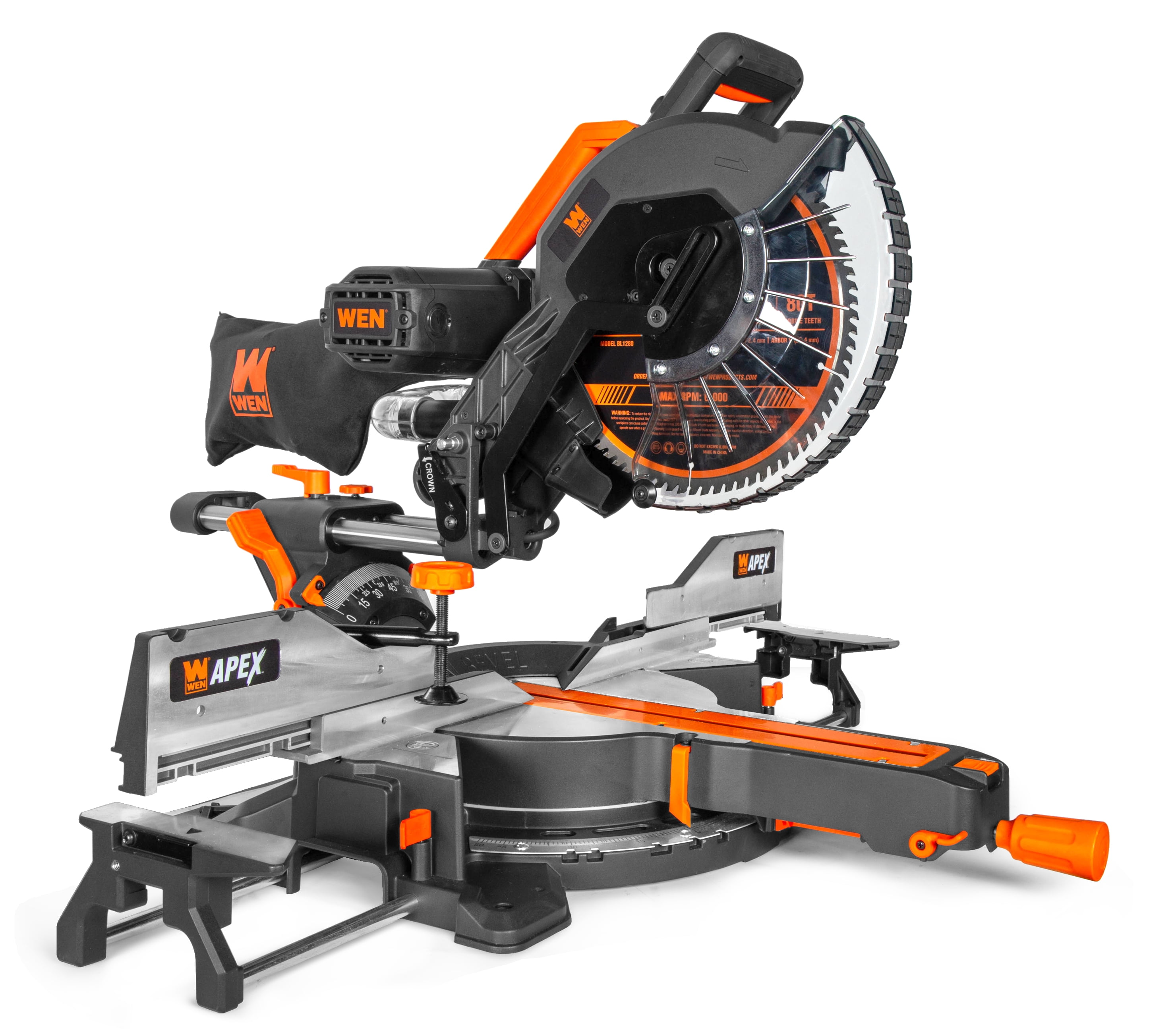 WEN MM1512 15A 12 in. Dual-Bevel Sliding Compound Miter Saw, LED Cutline