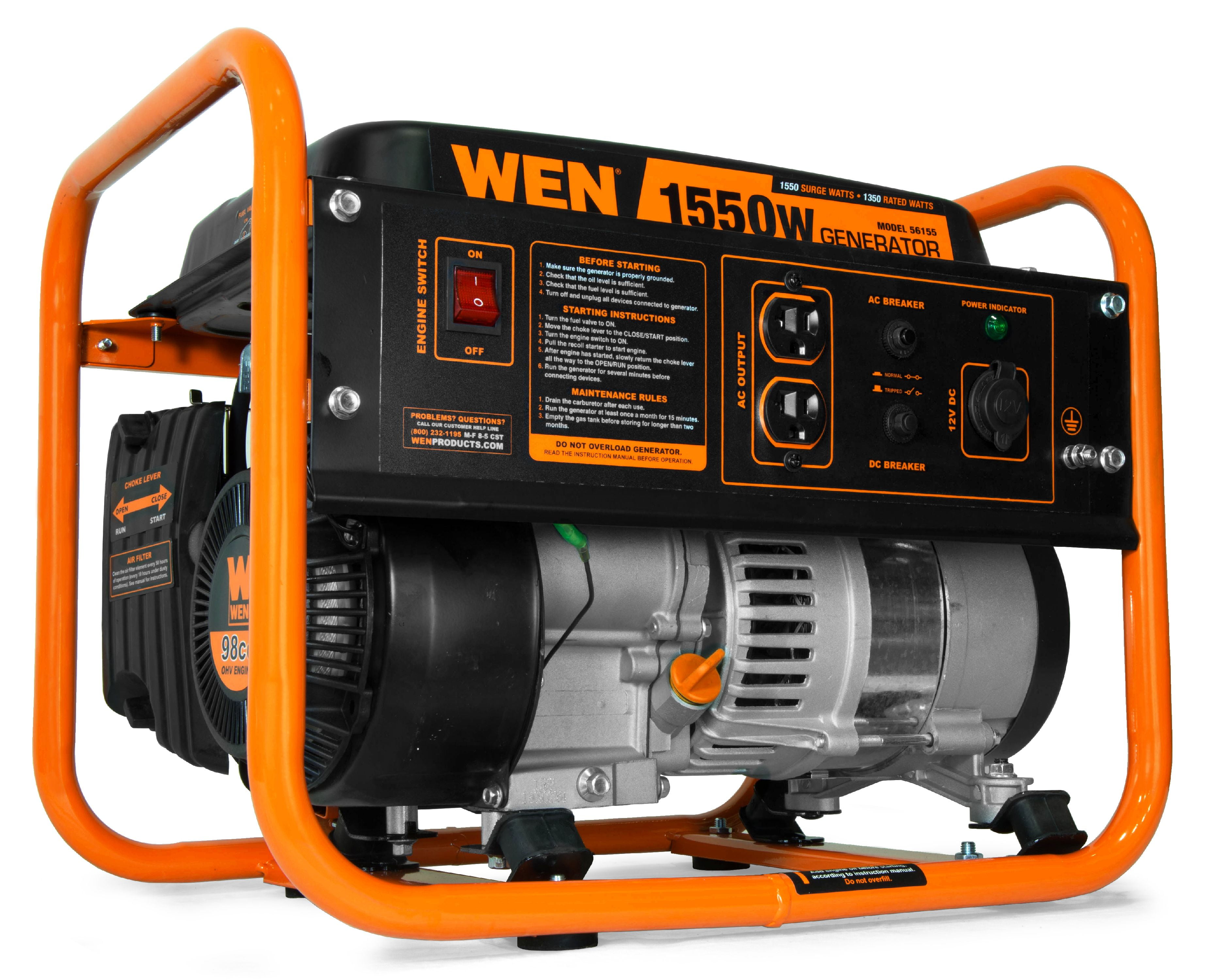 WEN 4-Stroke 98cc 1550-Watt Portable Generator, CARB Compliant WEN 4-Stroke 98cc 1550-Watt Portable Generator, CARB Compliant