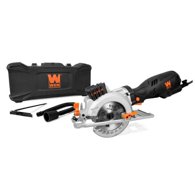 WEN Products 5-Amp 4-1/2-Inch Beveling Compact Circular Saw with Laser and Carrying Case, 3625